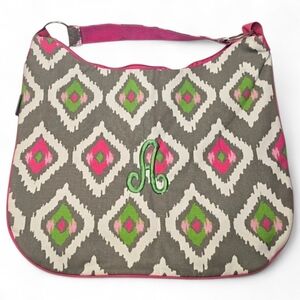 Initials Inc. Embroidered "A" Slouchy Chevron Hobo Bag